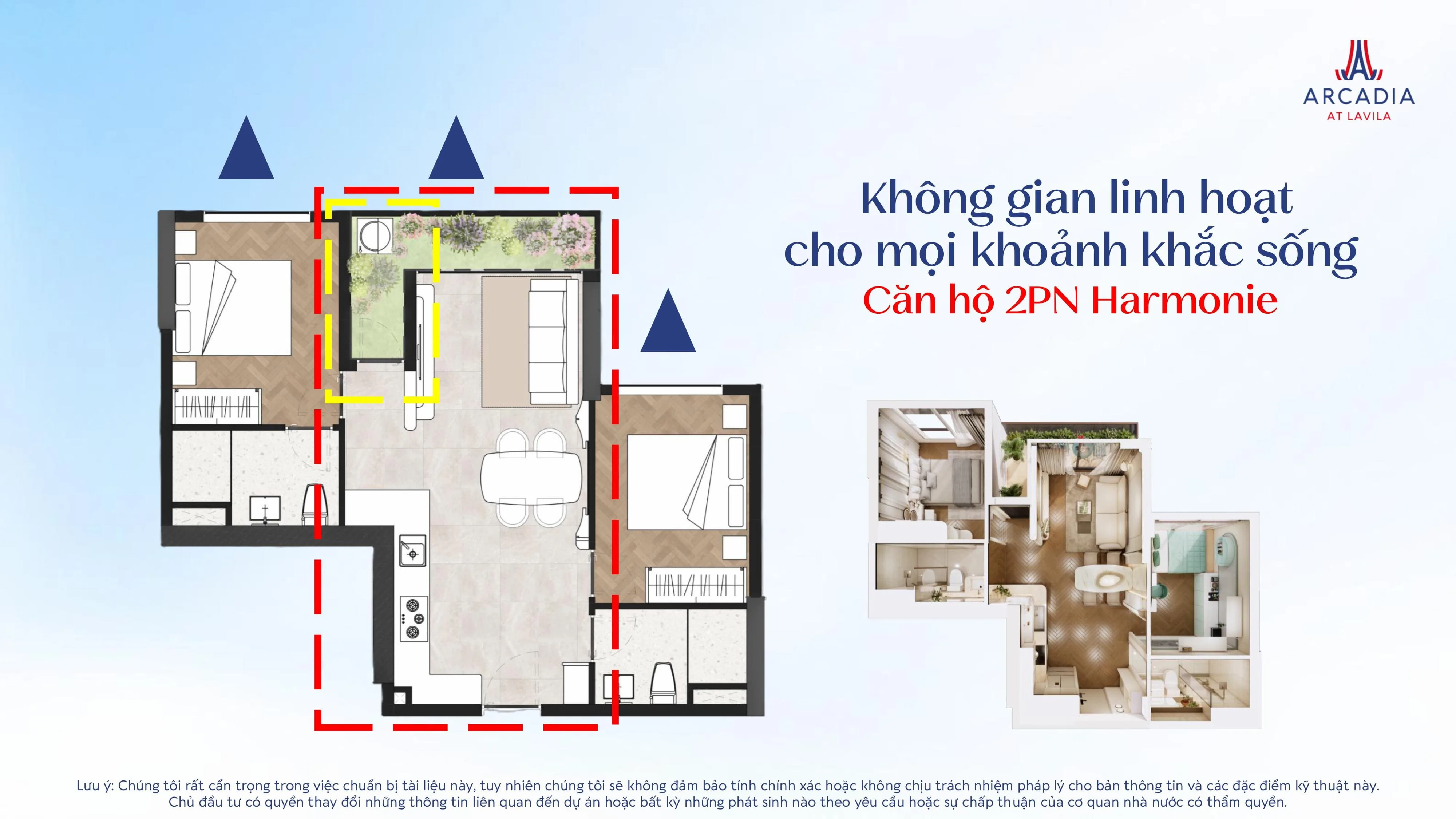 Mặt bằng căn hộ 2 phòng ngủ 2 phòng vệ sinh tại Arcadia at Lavila
