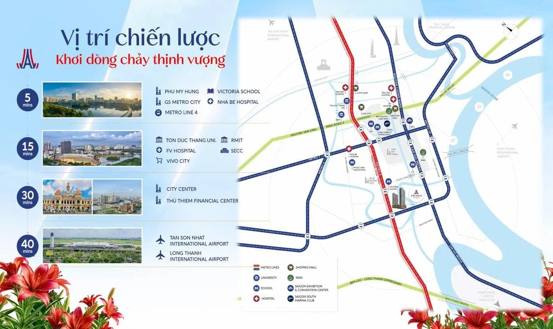 Vị trí chiến lược Arcadia at Lavila ngay mặt tiền Nguyễn Hữu Thọ